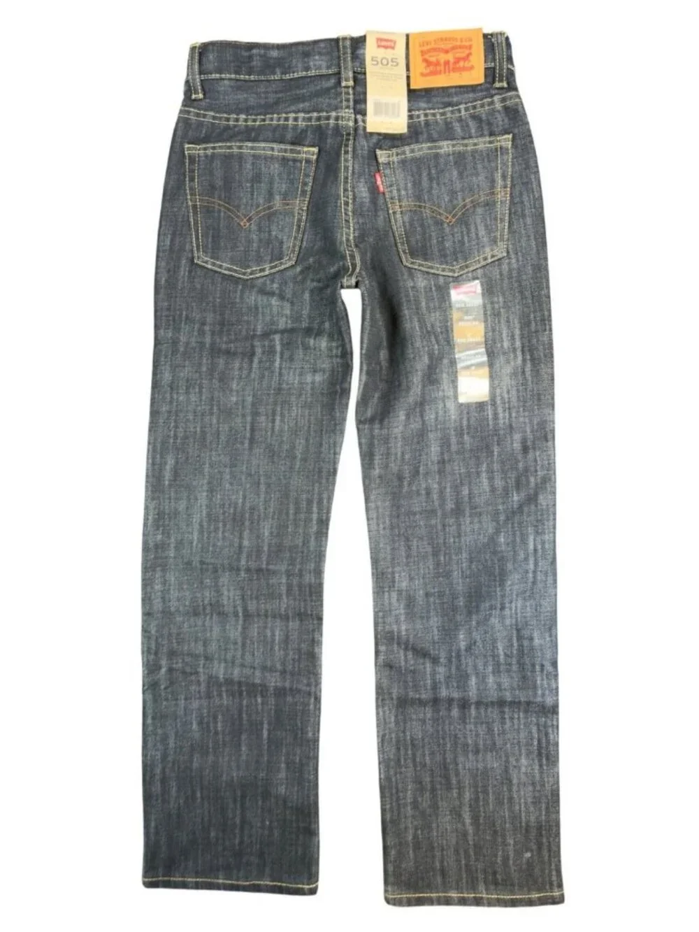 Levi's 505 Jeans Boys 12 Reg Dark Wash Cotton Blend Straight Adjustable NWT
